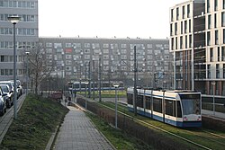 Amsterdam tram at Geuzenveld terminus on route 13, March 2011.