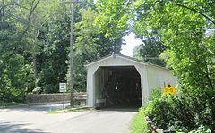 Front of the eastern side of the bridge as seen from Rosemont-Ringoes Road (CR 604)