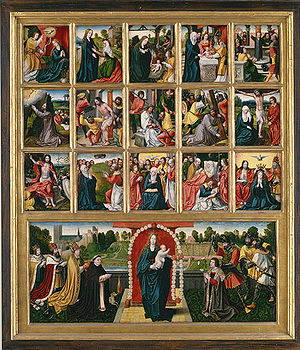 The Fifteen Mysteries of the Rosary and the Virgin of the Rosary Hb 1987.290The Fifteen Mysteries and the Virgin of the Rosary.jpg