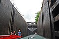 Narrowboats navigate Tuel Lane Lock, the deepest in the U.K.