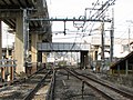 旧蛇窪信号場。並行している高架は東海道新幹線。横切っている高架は東急大井町線。