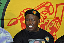 On 12 September 2011, Julius Malema, the youth leader of South Africa's ruling ANC, was found guilty of hate speech for singing "Shoot the Boer" at a number of public events. Julius Malema 2011-09-14.jpg