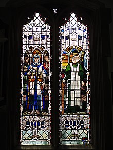 Justice and Prudence window, Lindfield. Third window, south chapel, All Saints Church, Lindfield, West Sussex. Made in or after 1906 by Christopher Whall. Justice and Prudence window, Lindfield.jpg