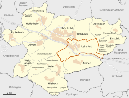 Locatie van Steinsfurt in de gemeente