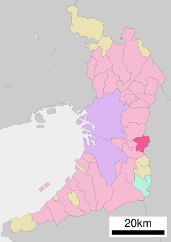 Location of Kashiwara in Osaka Prefecture