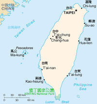 Map showing the location of Kenting National Park