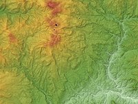 خريطة طبيعية تبين التضاريس عند بركان كوساتسو-شيرانه