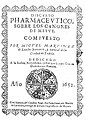 Libro de farmacia relativo a los "Cánones" de Juan Mesué el Joven (1652). Lleva en la portada el escudo de los dominicos
