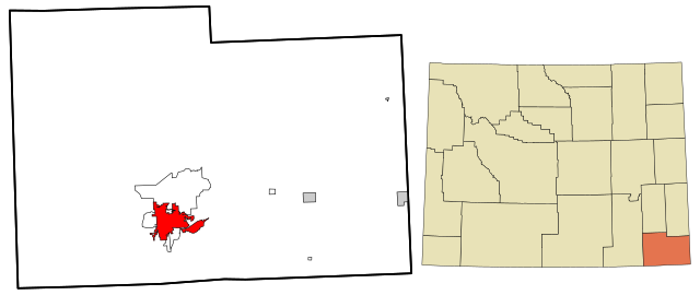 Localização no condado de Laramie