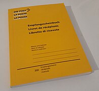 Livret de récépissés de la Poste suisse