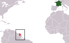 Map of France highlighting the Region of Guyane