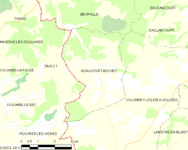 Mapa obce Rizaucourt-Buchey