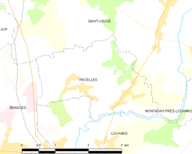 Mapa obce Vincelles