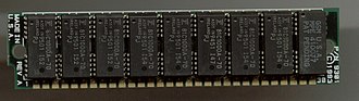 1 megabit DRAMs with 70 ns latency on a 30-pin SIMM module. Modern DDR4 DIMMs have latencies under 15ns. Memory5EZ.jpg