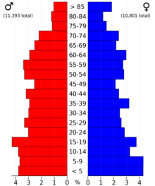 2022 US Census population pyramid for Nobles County, from ACS 5-year estimates NoblesCountyMn2022PopPyr.png