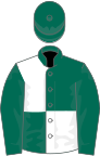 Dark Green and White (quartered), Dark Green sleeves and cap