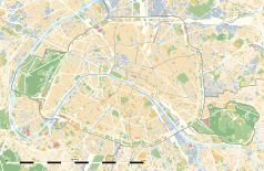 Mapa konturowa Paryża, blisko centrum na lewo znajduje się punkt z opisem „Siedziba UNESCO”