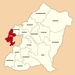 Peta lokasi Kecamatan Jiwan
