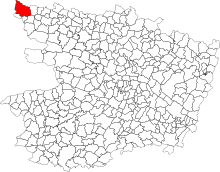Carte localisant la commune de Pouancé parmi les communes de Maine-et-Loire