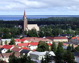 Vy över Brahestad och Brahestads kyrka