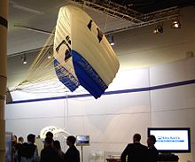 An exhibition kite. Production kites have areas of hundreds of square meters. Skysails1.JPG
