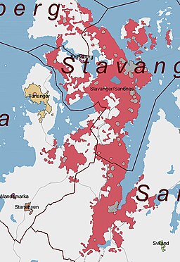 Karta utvisande tätorten och kommungränser