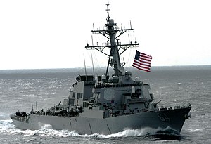 US Navy 060124-N-2736O-002 The guided missile destroyer USS Carney (DDG 64) prepares to come alongside the amphibious transport dock ship USS San Antonio (LPD 17).jpg