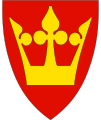Vestfold fylke (1970–2019) Motiv: På rød bunn en gull kongekrone.[20]