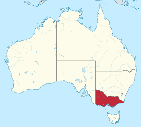 Localização de Victoria na Austrália.