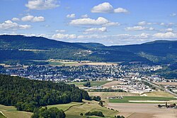 Delémont sijaitsee Juravuoristossa, Sorne- ja Birsejokien laaksossa.