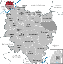 Elhelyezkedése Baden-Württemberg térképén