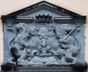 Freiburger Wappen an Westfassade des Kornspeichers