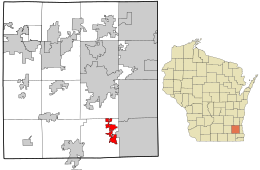 Location in Waukesha County and the state of Wisconsin.