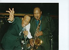 Description de l'image With blues shouter Piney Brown, The Netherlands, 2000.jpg.