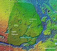 El mapa de Xanthe Terra amb les principals característiques etiquetades