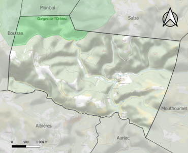 Carte de la ZNIEFF de type 1 sur la commune.