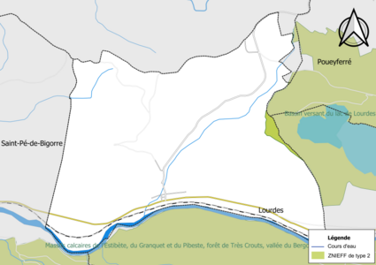 Carte de la ZNIEFF de type 2 sur la commune.