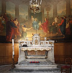 Tableau sur toile du XIXe siècle représentant la Pentecôte, par Xavier Sigalon