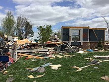 A home destroyed by the 2022 tornado. Andover, Kansas EF3 damage April 2022.jpg
