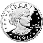 The Susan B. Anthony dollar, 1999 Anthony dollar coin.jpg