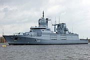 Fregat kelas Baden-Württemberg di Wilhelmshaven, April 2017