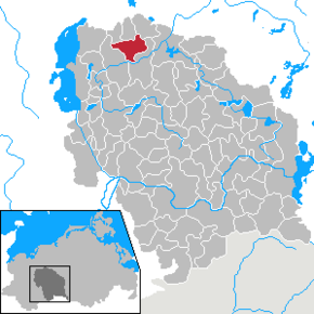 Lage von Brüel im Landkreis Parchim