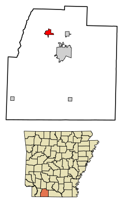 Location of Waldo in Columbia County, Arkansas.