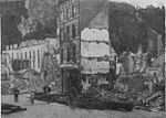 Zerstörte Häuser in Dinant, Aufnahme von 1915