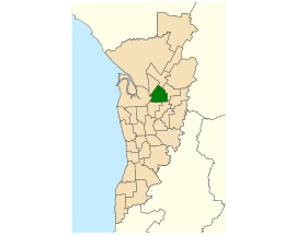 Map of Adelaide, South Australia with electoral district of Florey highlighted
