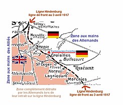 En avril 1917, Fontaine-lès-Croisilles reste en zone allemande sur la Ligne Hindenburg.