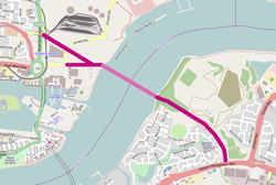 Approximate proposed route of the crossing and connecting roads