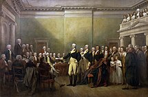 Obraz Generál George Washington rezignuje na svoju funkciu, John Trumbull