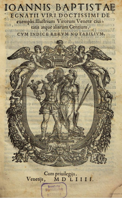 "De exemplis illustrium Virorum Venetae civitatis", verko eldonita en 1554.