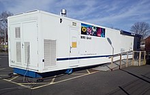 A mobile MRI unit visiting Glebefields Health Centre, Tipton, England Glebefields Health Centre - 2020-03-22 - Andy Mabbett - 03.jpg